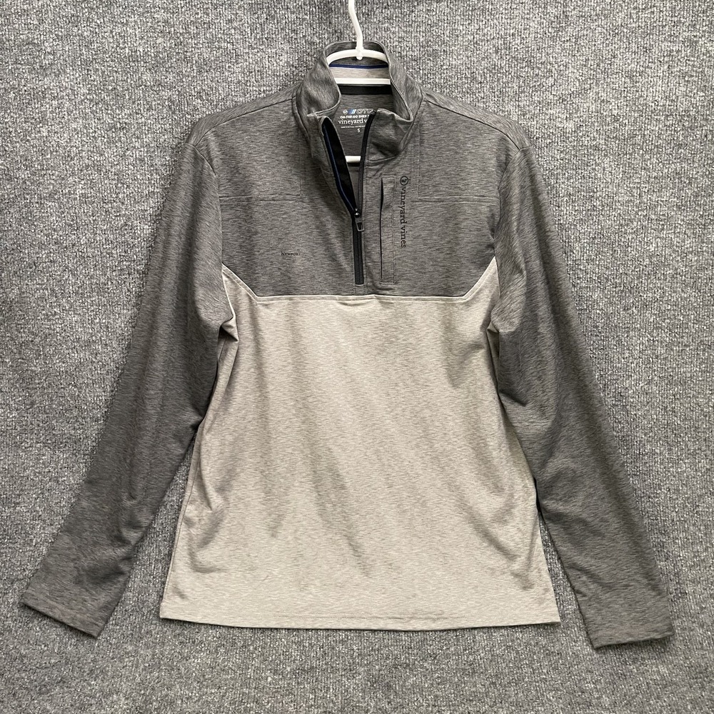 Vineyard Vines On The Go OTG Shep Pullover 1/4 Zip Mens Sz S Gray Performance